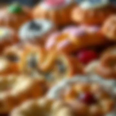 Diverse Fillings in Dry Pastries A selection of dry pastries with diverse fillings showcased in a vibrant display.