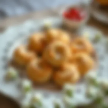 Elegant Pastry Presentation Elegant presentation of dry pastries on a decorative plate.