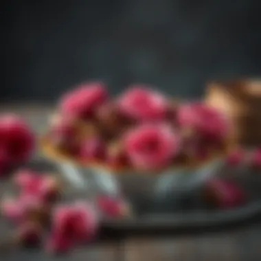 Artistic Dish with Dried Roses A beautifully arranged dish featuring dried roses