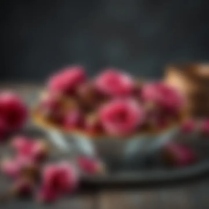 Artistic Dish with Dried Roses A beautifully arranged dish featuring dried roses