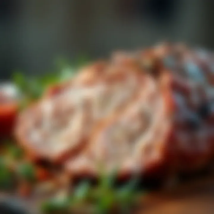 Juicy Texture of Sliced Lamb Shoulder Close-up of sliced lamb shoulder showcasing juicy texture