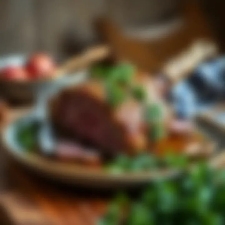 Tender Lamb Shoulder Roast with Herbs Tender lamb shoulder roast garnished with herbs