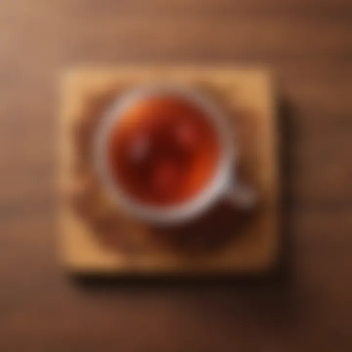 An artistic arrangement of various Lipton rooibos tea varieties on a wooden table.