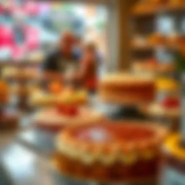 Selection of cakes at a local bakery