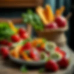 A balanced meal with fresh fruits and vegetables