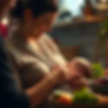 A mother breastfeeding her baby happily