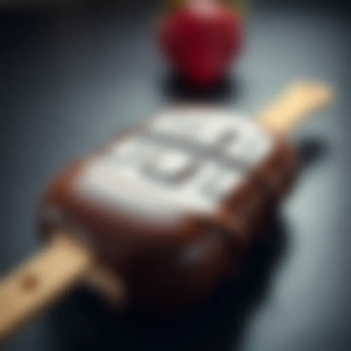 Decadent Chocolate Coating Close-up of a luscious Magnum ice cream bar with chocolate coating.