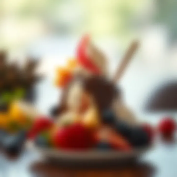 Artful Presentation of Magnum Ice Cream A delightful serving of Magnum ice cream with fruits and toppings.