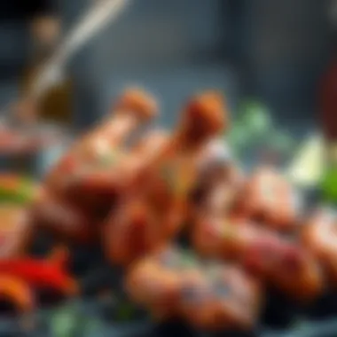 Juicy chicken wings marinated with aromatic spices ready for grilling