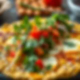 Traditional lahmacun garnished with fresh herbs and vegetables