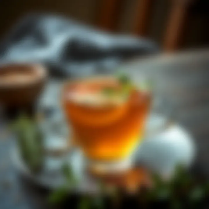 A calming cup of lemon balm tea with herbs