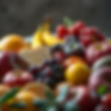 Diverse Seasonal Fruits Vibrant assortment of seasonal fruits displayed elegantly