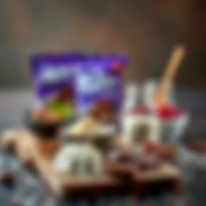 Various ingredients used in creating Milka chocolate dish