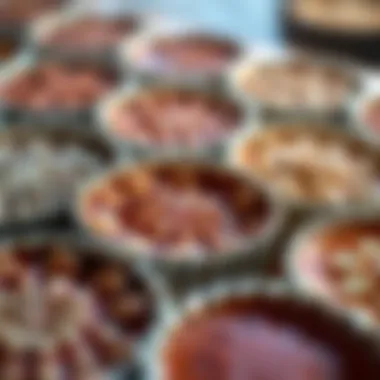 A close-up view of unique mini tart molds highlighting their intricate designs