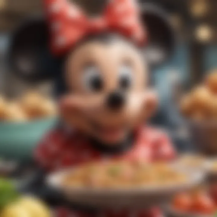 Close-up of a beautifully crafted Minnie Mouse makarasi dish