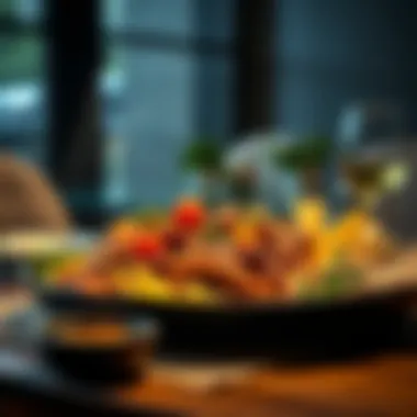 Modern Take on Çağ Kebap A modern interpretation of çağ kebap presented in a contemporary dining setting.