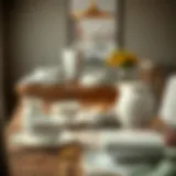 Elegant modern porcelain dinnerware set displayed on a dining table