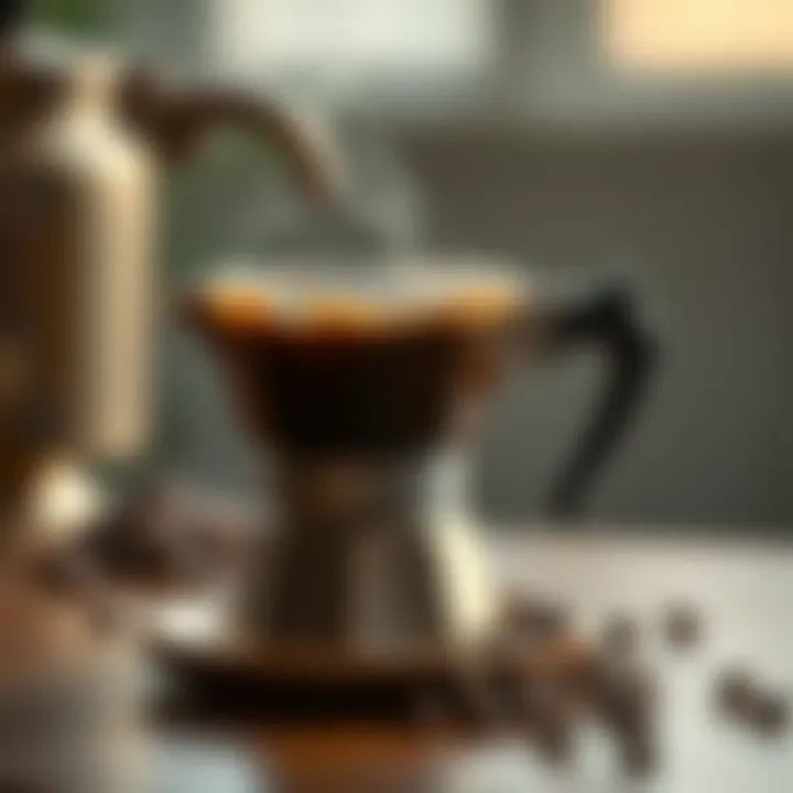 A rich and aromatic cup of coffee brewed with a moka pot