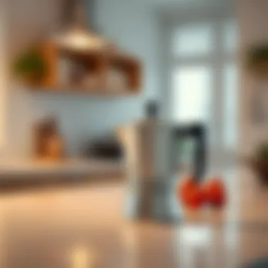 Elegant moka pot placed on a modern kitchen countertop