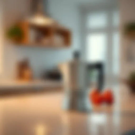 Elegant moka pot placed on a modern kitchen countertop