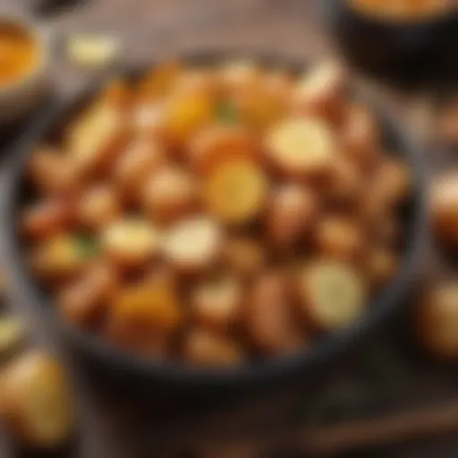 Crispy golden finger potatoes served in a rustic bowl