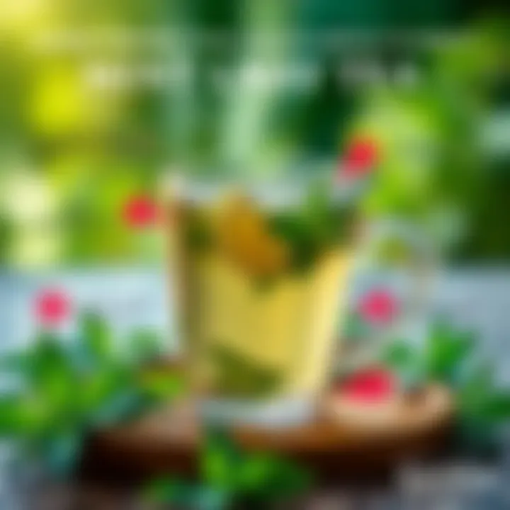 Health infographic highlighting benefits and risks of mint lemon tea