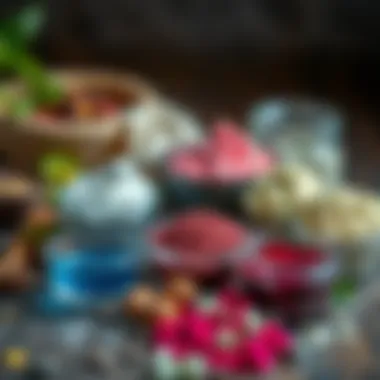An assortment of natural food coloring ingredients