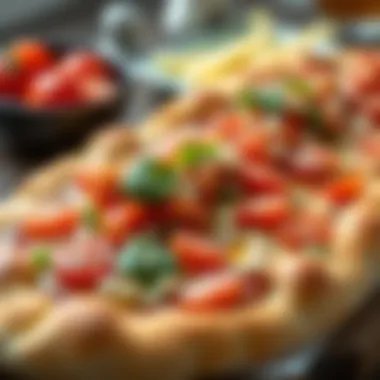 Nergiz Pide with Toppings Close-up of Nergiz Pide with toppings and garnishes