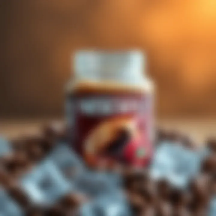 Nescafe: A Coffee Lover's Essential A close-up of Nescafe jar surrounded by coffee beans and ice cubes