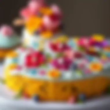 A vibrant assortment of Nisan cakes adorned with colorful flowers and decorations