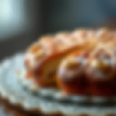 Close-up of a beautifully crafted Nisan cake highlighting its delicate details and textures