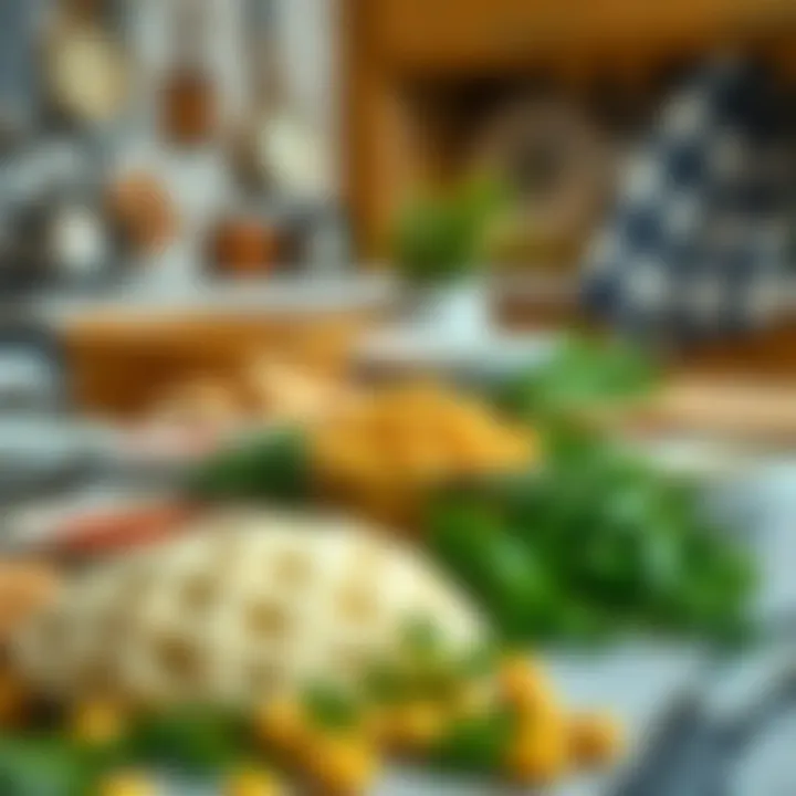 Ingredients for chickpea bread laid out on a kitchen counter