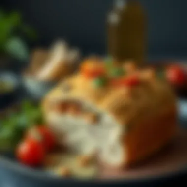 Chickpea bread served with fresh herbs and vegetables