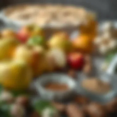 Ingredients for Apple Pie Ingredients laid out for making apple pie, including fresh apples and spices