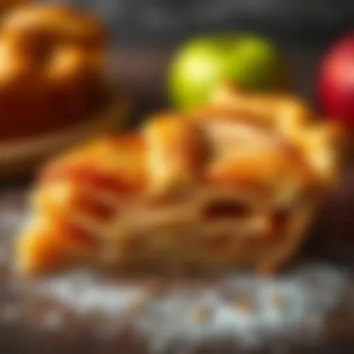 Slice of Apple Pie A beautifully arranged slice of apple pie with a golden crust