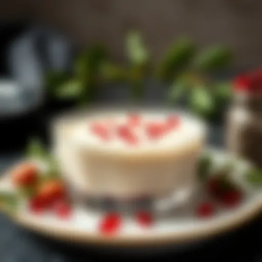 Elegant presentation of Güllac dessert adorned with pomegranate seeds