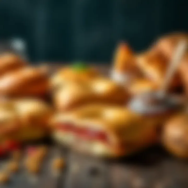 Delicious baked pastries on a wooden table