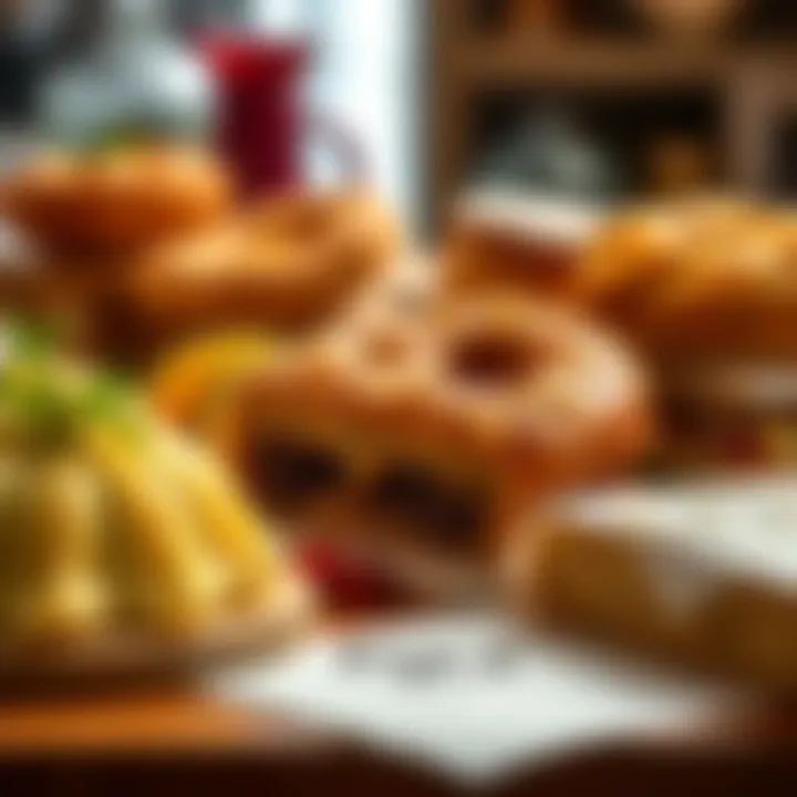 Various types of pastries displayed elegantly