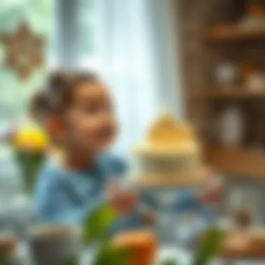 Joyful Moments with Homemade Baby Cakes A parent proudly presenting a homemade baby cake to their child