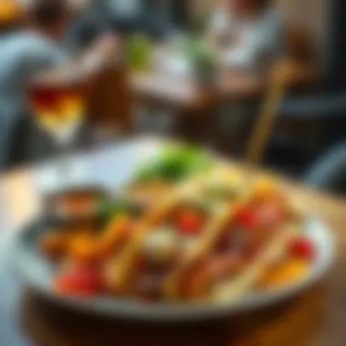 A modern twist on Pasazade Döner plated with gourmet sides and sauces