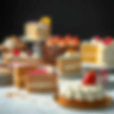Diverse Cake Varieties An assortment of different cake flavors and styles.