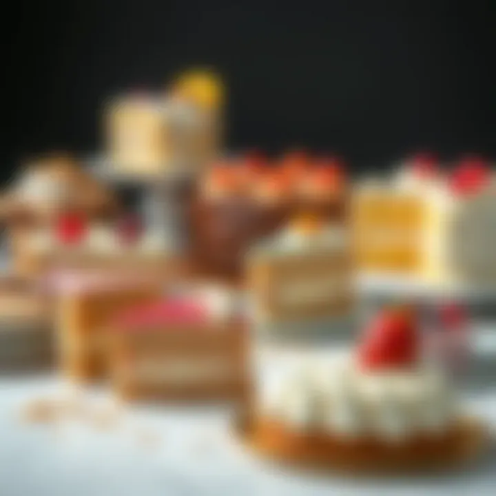Diverse Cake Varieties An assortment of different cake flavors and styles.