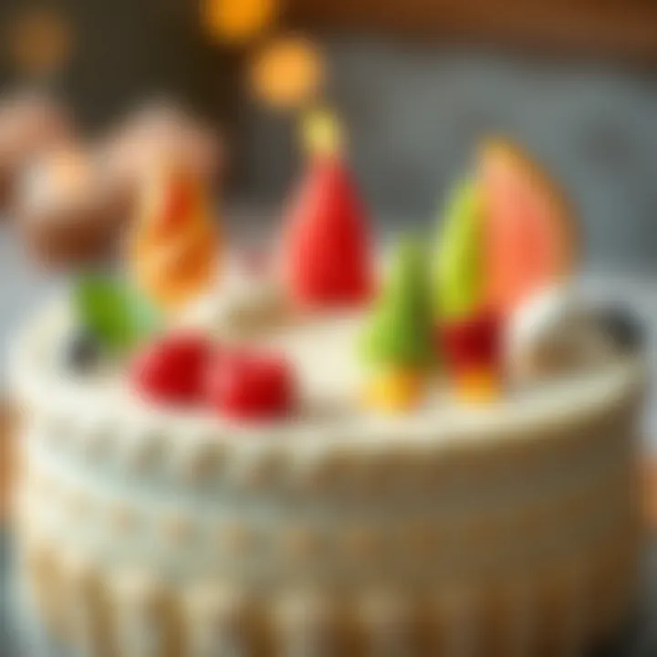 Creative Cake Decorations A close-up of intricate cake decorations showcasing creativity.