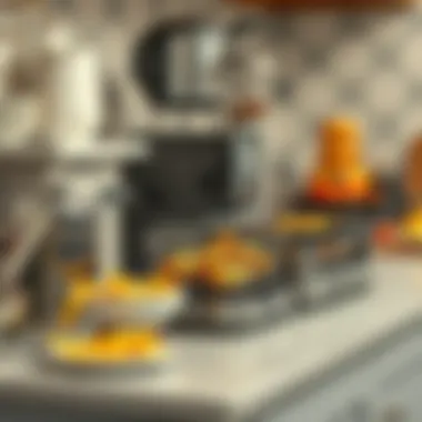 Variety of Frying Machines Different types of frying machines displayed on a kitchen counter