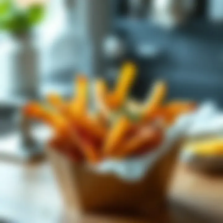 Delicious serving of fries with herbs