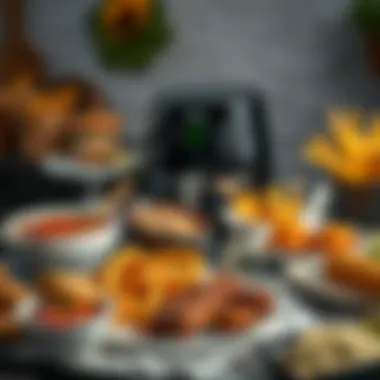 Assorted Dishes Prepared with Philips Airfryer XXL Satisfying meal featuring assorted dishes