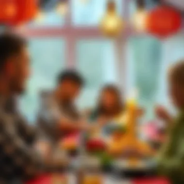 A family enjoying a meal together, highlighting the communal aspect of Pilav Üstü Tavuk