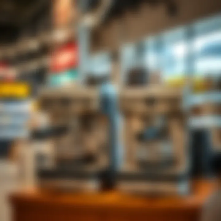 Popular Coffee Machines Display Popular double coffee machines on display in a store