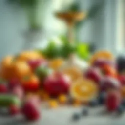 A vibrant assortment of potassium-rich fruits and vegetables