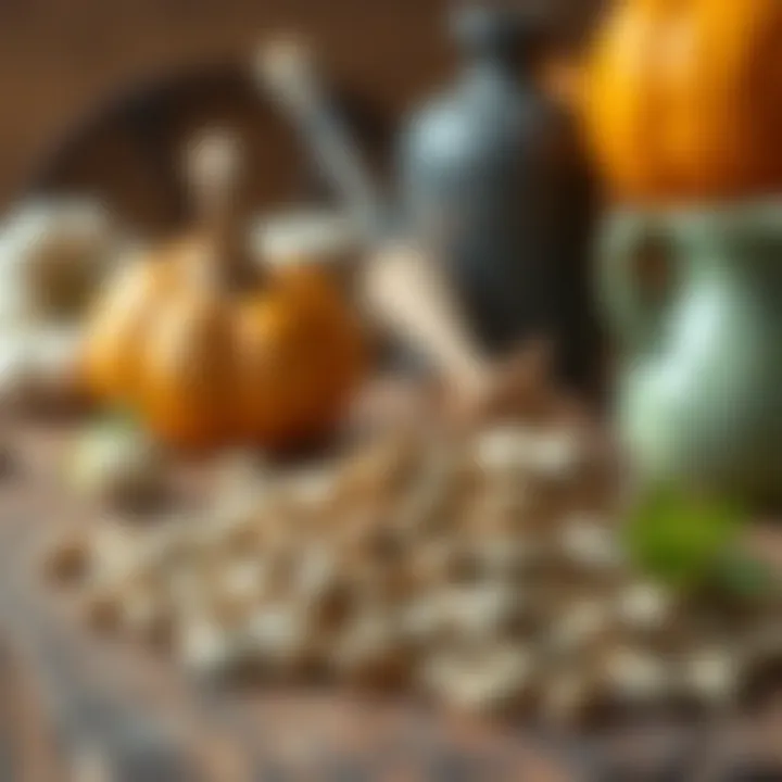 Pumpkin seeds on a rustic table